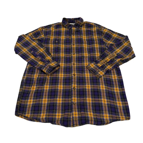 Duluth Trading Co Other - Duluth Trading Men L Tall Relaxed Fit Flannel Shirt Purple Yellow Plaid Cotton